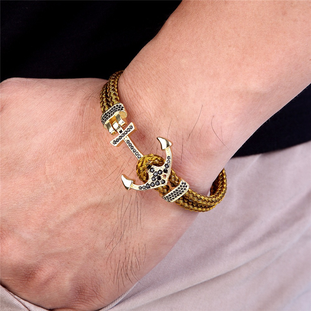 Gold Anchor of Hope Steel Bracelet