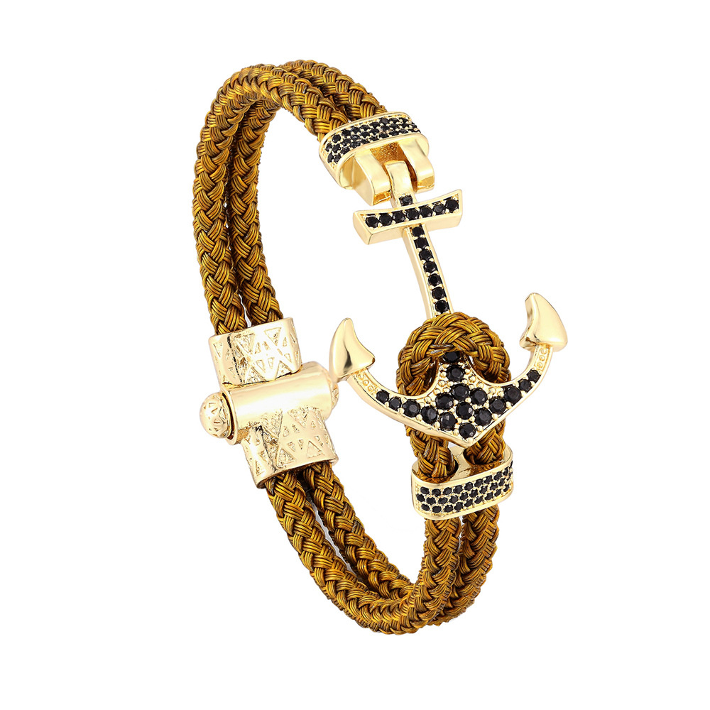 Gold Anchor of Hope Steel Bracelet