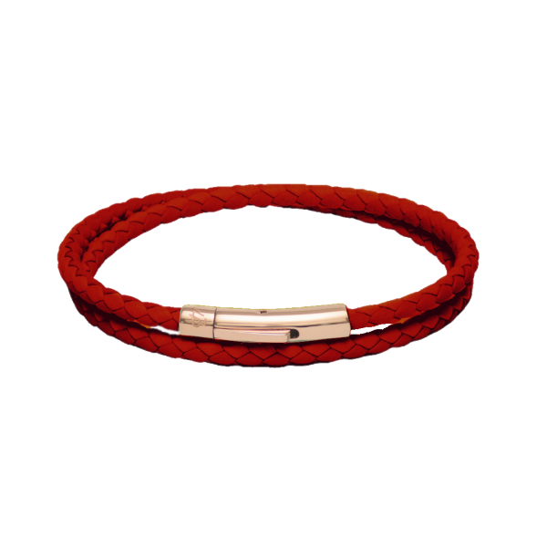 Maroon and Rosegold Clip Loop Leather wrap bracelet