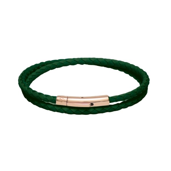 Green Clip Loop Leather wrap bracelet